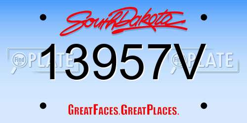 13957V South Dakota License Plate