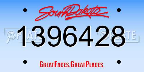 1396428 South Dakota License Plate