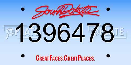 1396478 South Dakota License Plate