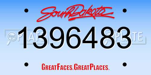 1396483 South Dakota License Plate