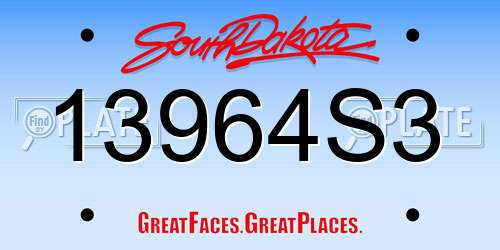 13964S3 South Dakota License Plate
