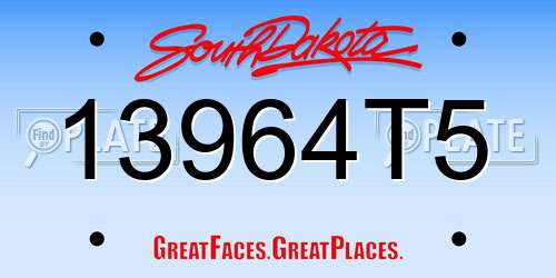 13964T5 South Dakota License Plate