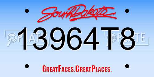 13964T8 South Dakota License Plate