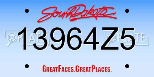 13964Z5 South Dakota License Plate