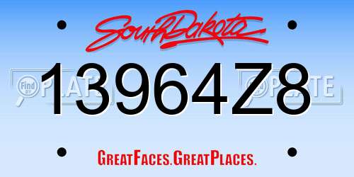 13964Z8 South Dakota License Plate