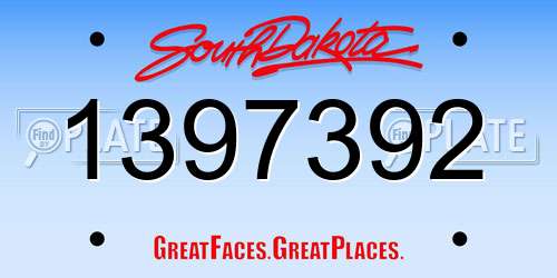 1397392 South Dakota License Plate