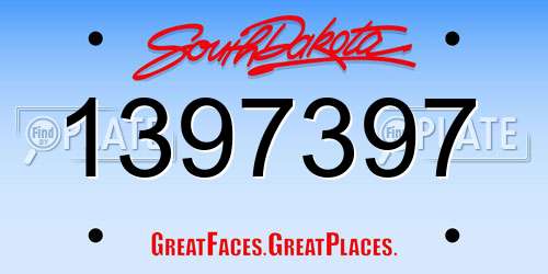 1397397 South Dakota License Plate