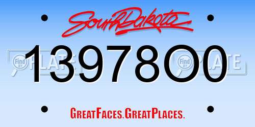 13978O0 South Dakota License Plate