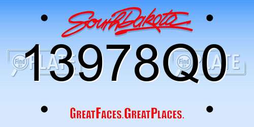 13978Q0 South Dakota License Plate