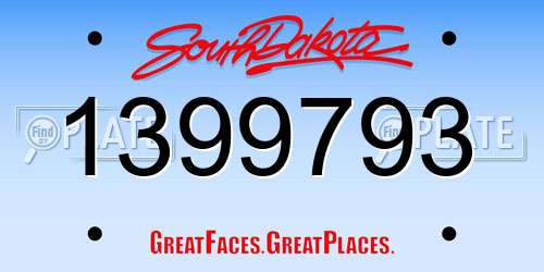 1399793 South Dakota License Plate