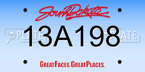 13A198 South Dakota License Plate