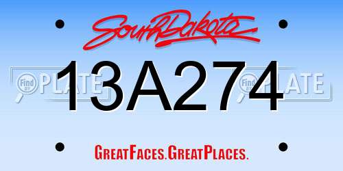 13A274 South Dakota License Plate