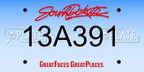 13A391 South Dakota License Plate