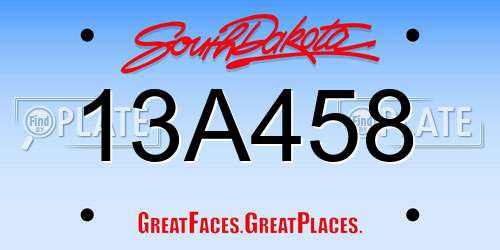 13A458 South Dakota License Plate