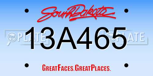 13A465 South Dakota License Plate