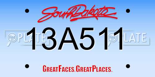 13A511 South Dakota License Plate