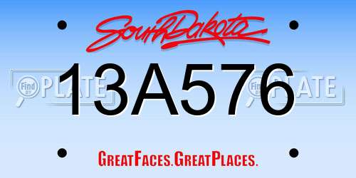 13A576 South Dakota License Plate