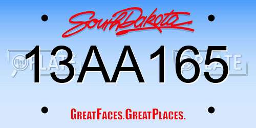 13AA165 South Dakota License Plate
