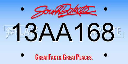13AA168 South Dakota License Plate