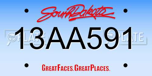13AA591 South Dakota License Plate