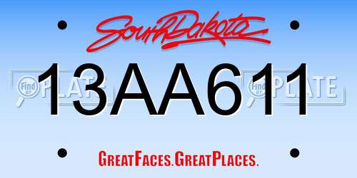 13AA611 South Dakota License Plate