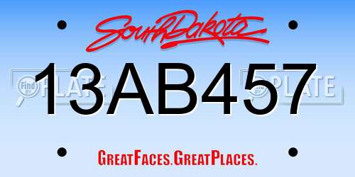 13AB457 South Dakota License Plate