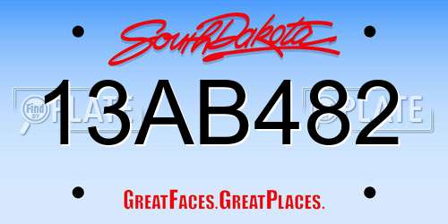 13AB482 South Dakota License Plate