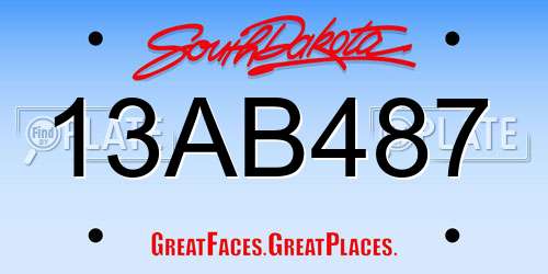 13AB487 South Dakota License Plate