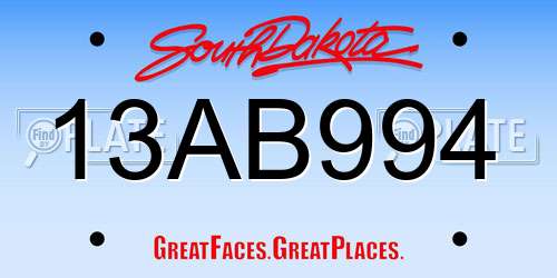 13AB994 South Dakota License Plate