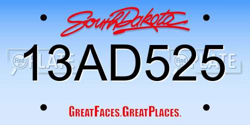 13AD525 South Dakota License Plate