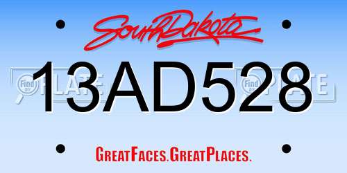 13AD528 South Dakota License Plate