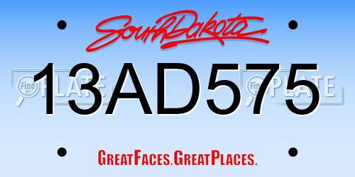 13AD575 South Dakota License Plate