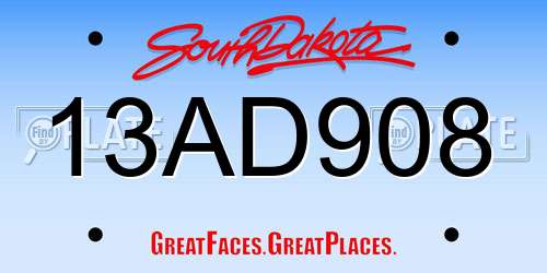 13AD908 South Dakota License Plate