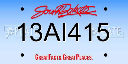 13AI415 South Dakota License Plate