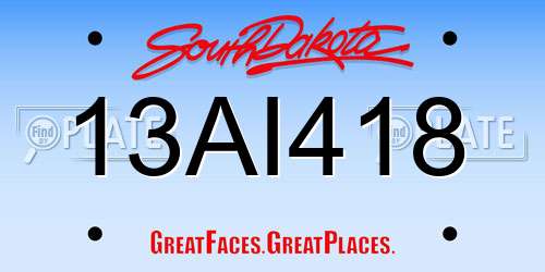 13AI418 South Dakota License Plate