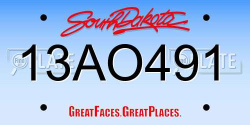 13AO491 South Dakota License Plate