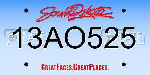 13AO525 South Dakota License Plate