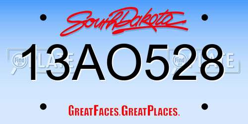 13AO528 South Dakota License Plate