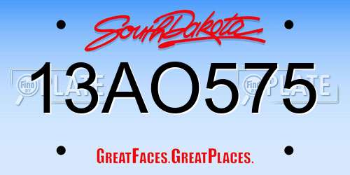 13AO575 South Dakota License Plate