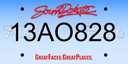 13AO828 South Dakota License Plate