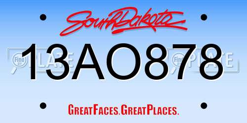 13AO878 South Dakota License Plate