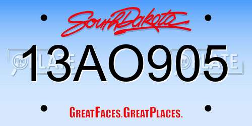 13AO905 South Dakota License Plate