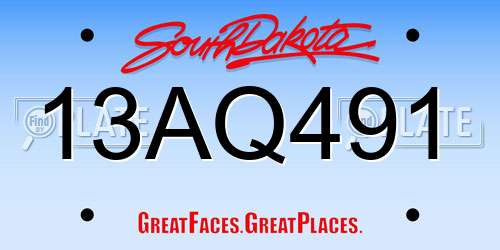 13AQ491 South Dakota License Plate