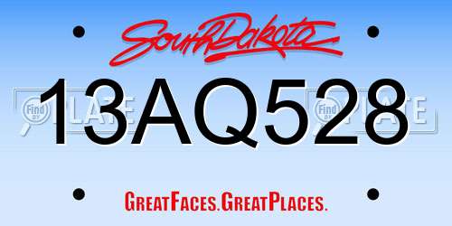 13AQ528 South Dakota License Plate