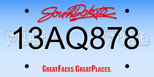 13AQ878 South Dakota License Plate
