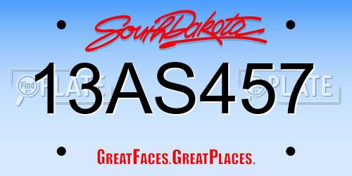 13AS457 South Dakota License Plate