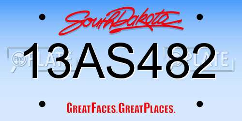13AS482 South Dakota License Plate
