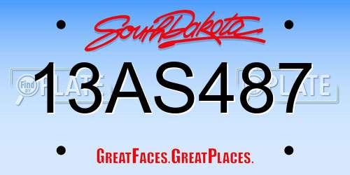 13AS487 South Dakota License Plate
