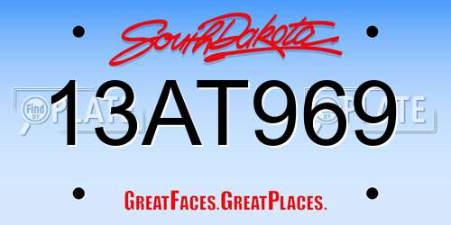 13AT969 South Dakota License Plate