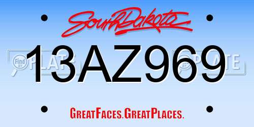 13AZ969 South Dakota License Plate